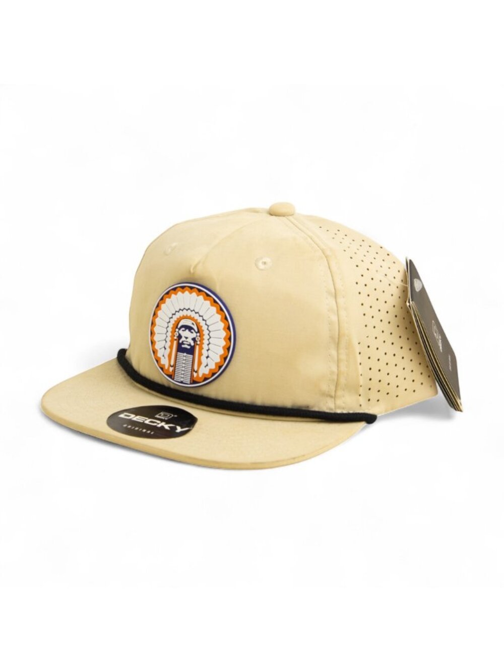 Illinois Fighting Illini Chief Illiniwek 3D Perforated Rope Hat- Birch/ Black